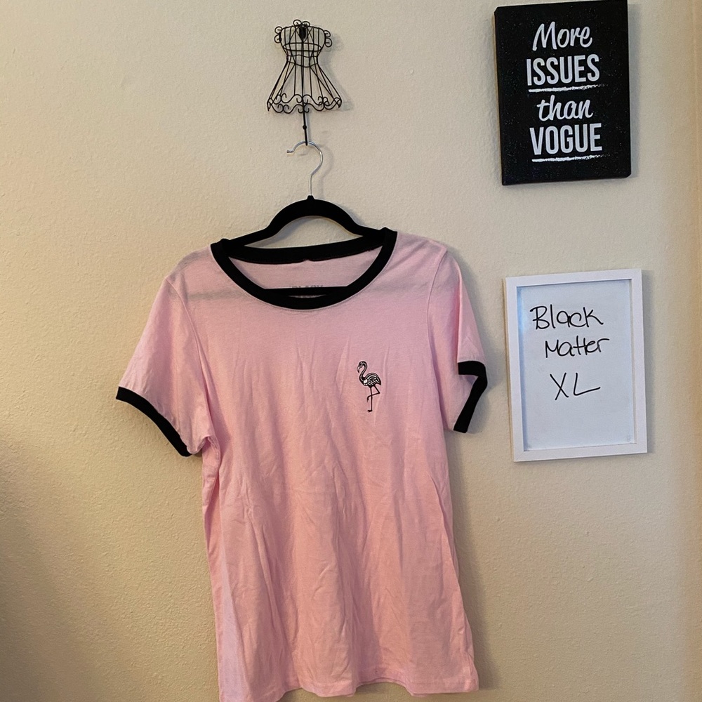 Black Matter Skeleton Flamingo Ringer Tee